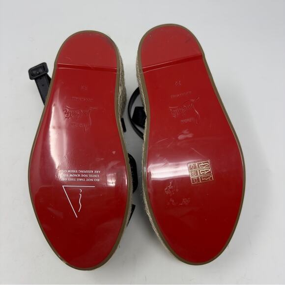 Christian Louboutin Mariza Zeppa 130 Black Espadrille Wedge Sandal EU 38 - Picture 10 of 11